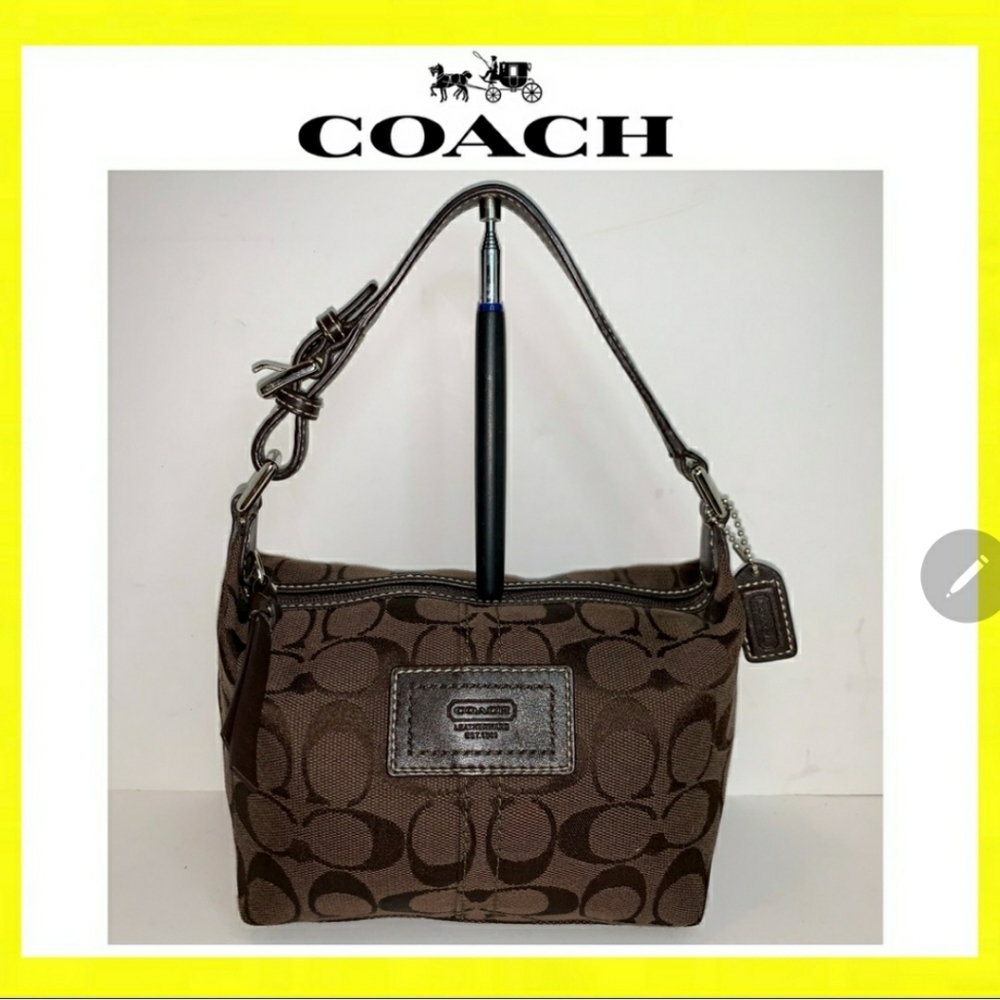 Coach Signature Canvas Top Handle Pouch